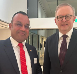 Honorary Consul Dr. Rosh Jalagge was proud to meet with the Prime Minister of Australia - the Hon. Anthony Albanese